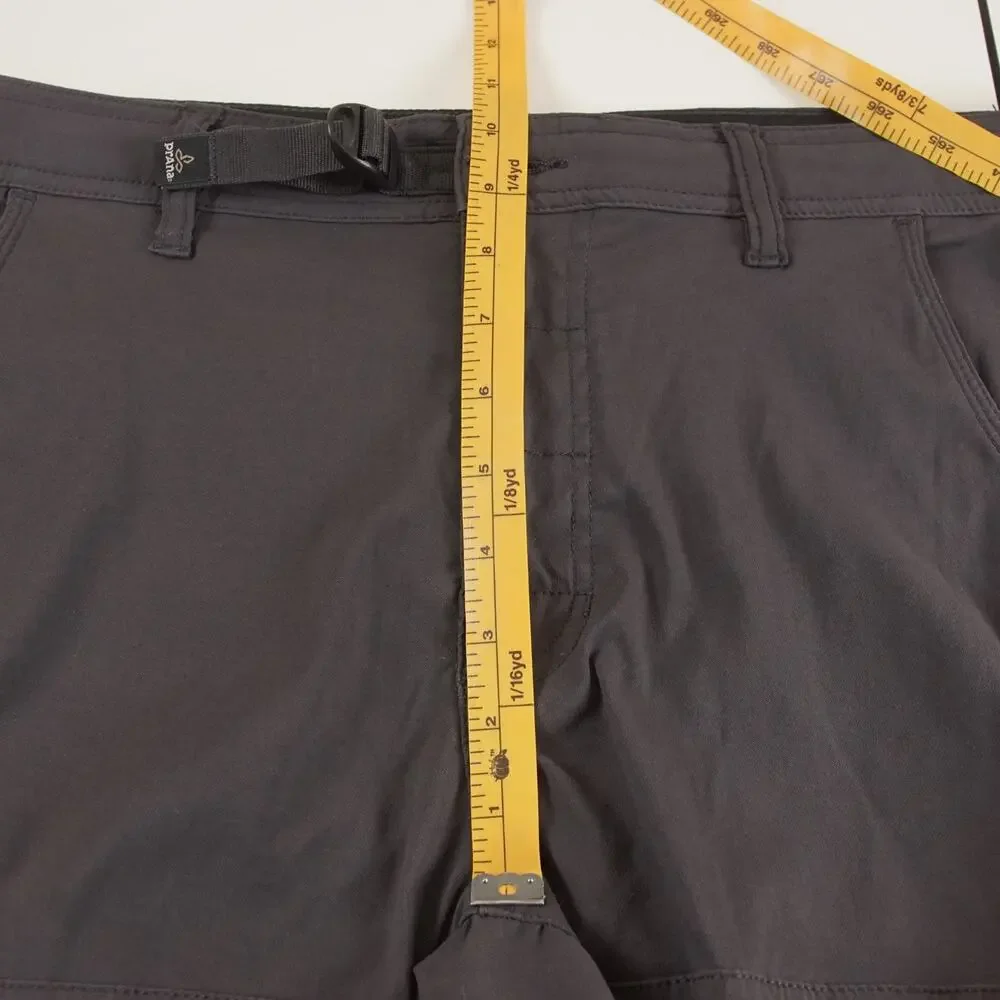 Prana Stretch Zion Gray Roll Up Cargo Pants Mens Sz 35 x 30